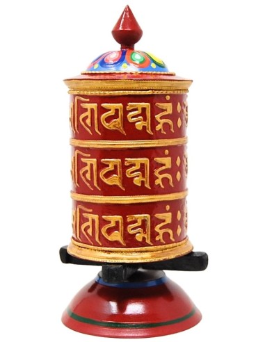 Rueda de oración grande de metal "Om mane padme...