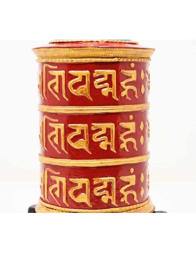 Rueda de oración grande de metal "Om mane padme...