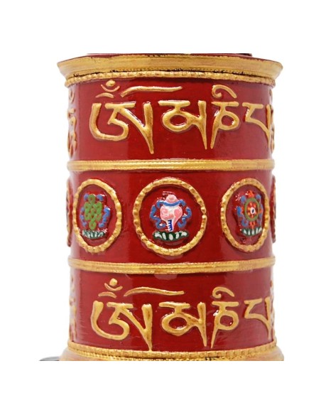 Rueda de oración grande de metal "Signos auspiciosos".