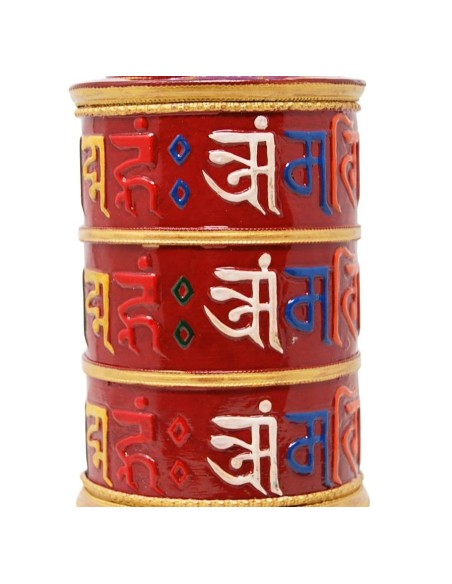 Rueda de oración grande de metal "Om mane padme hum" colores