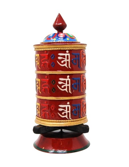 Rueda de oración grande de metal "Om mane padme hum" colores