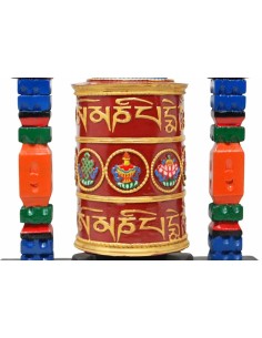 Rueda de oración grande de metal y madera "Om mane padme... 2