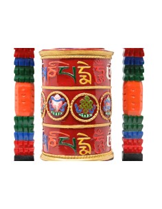 Rueda de oración grande de metal y madera "Om mane padme... 2