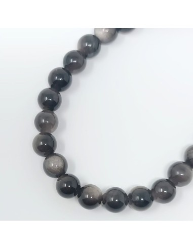 Pulsera de obsidiana plateada 6 mm