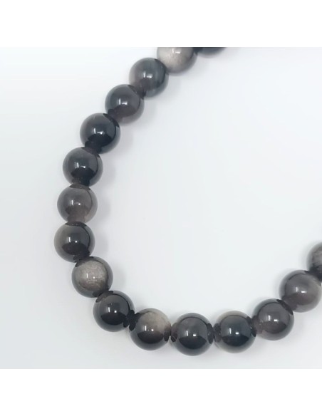 Pulsera de obsidiana plateada 6 mm