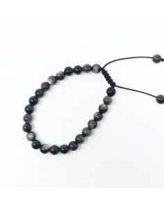 Pulsera de obsidiana plateada 6 mm