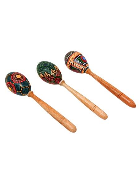 Maraca de madera pintada
