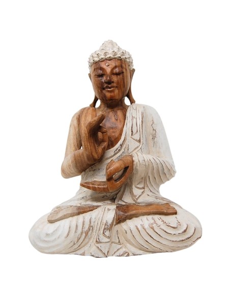 Buda blanco "Dharmachakra mudra" 32 cm