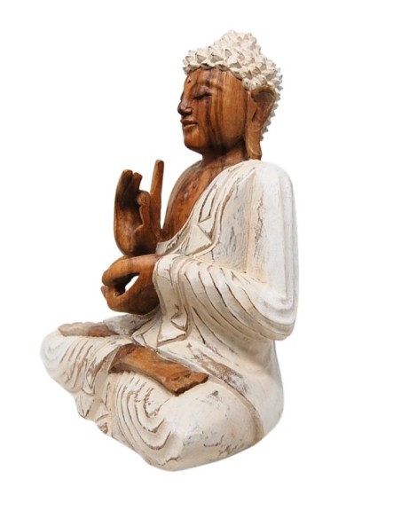 Buda blanco "Dharmachakra mudra" 32 cm