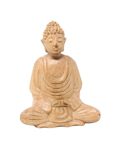 Buda de madera (Color claro) 13 cm.- Dhyana mudra