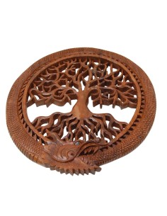 Árbol de la vida con dragón. Madera colgar -  37 cm. 2