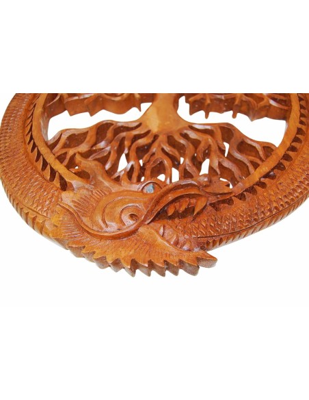 Árbol de la vida con dragón. Madera colgar -  37 cm.