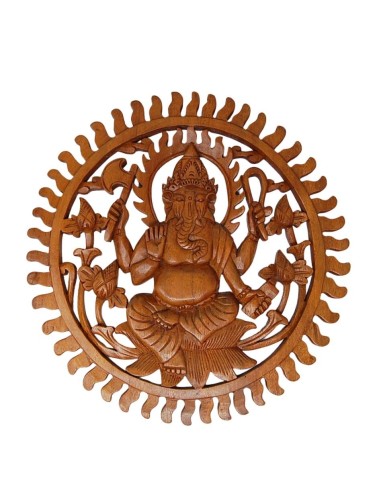 Ganesh - Madera colgar redondo - 40 cm