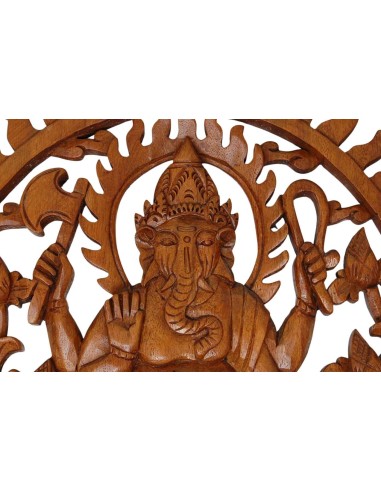Ganesh - Madera colgar redondo - 40 cm