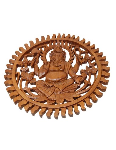 Ganesh - Madera colgar redondo - 40 cm