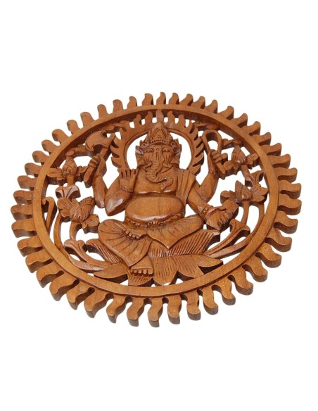 Ganesh - Madera colgar redondo - 40 cm