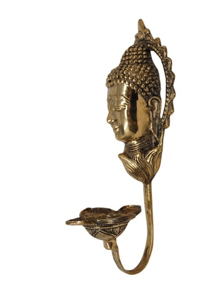Portavelas de pared buda bronce - 19 cm.