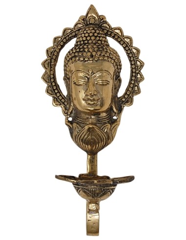 Portavelas de pared buda bronce - 19 cm.