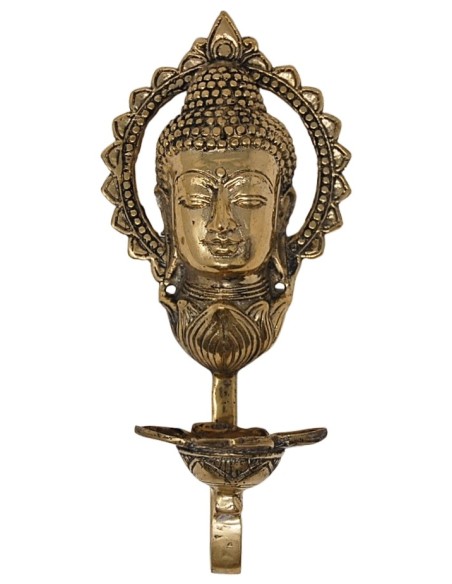 Portavelas de pared buda bronce - 19 cm.