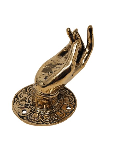 Tirador de bronce "Mano de Tara" Dorado - 10 cm