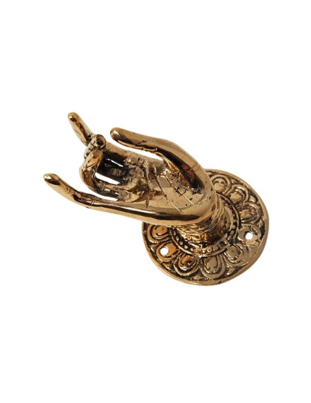 Tirador de bronce "Mano de Tara" Dorado - 10 cm