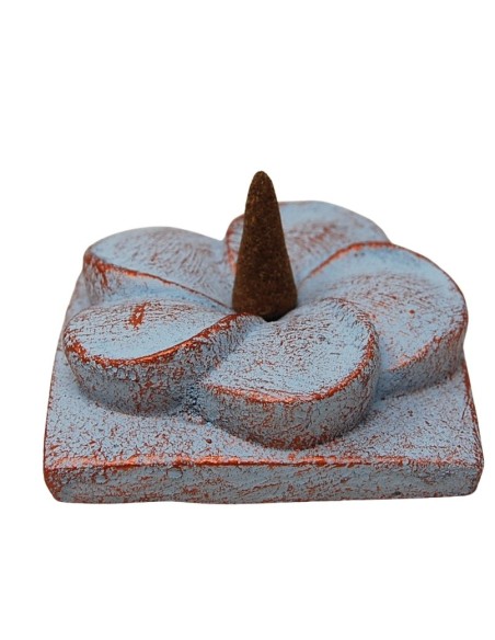 Incensario flor de loto azul de piedra.