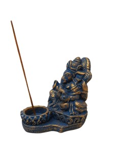 Porta velas Ganesh de piedra azul 2