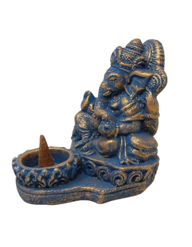 Porta velas Ganesh de piedra azul