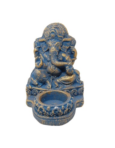 Porta velas Ganesh de piedra azul