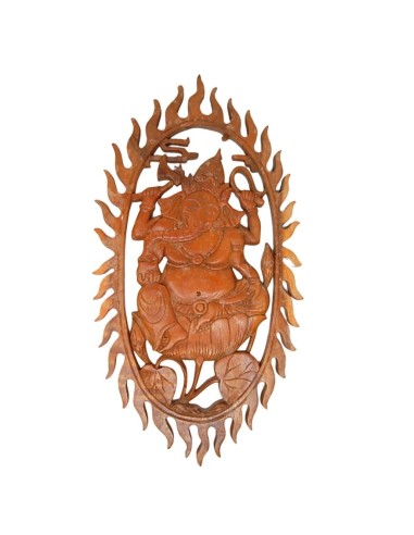 Ganesh madera colgar ovalado  50 cm