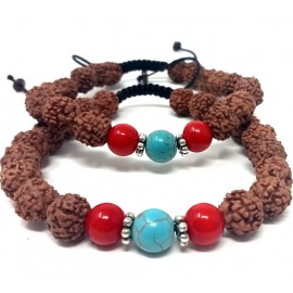 Pulsera de rudraksa con turquesita II