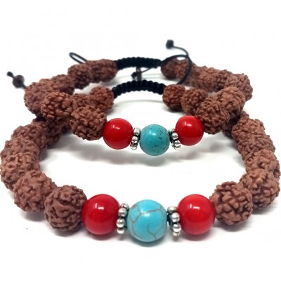 Pulsera de rudraksa con turquesita II