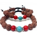 Pulsera de rudraksa con turquesita II