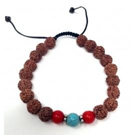 Pulsera de rudraksa con turquesita II